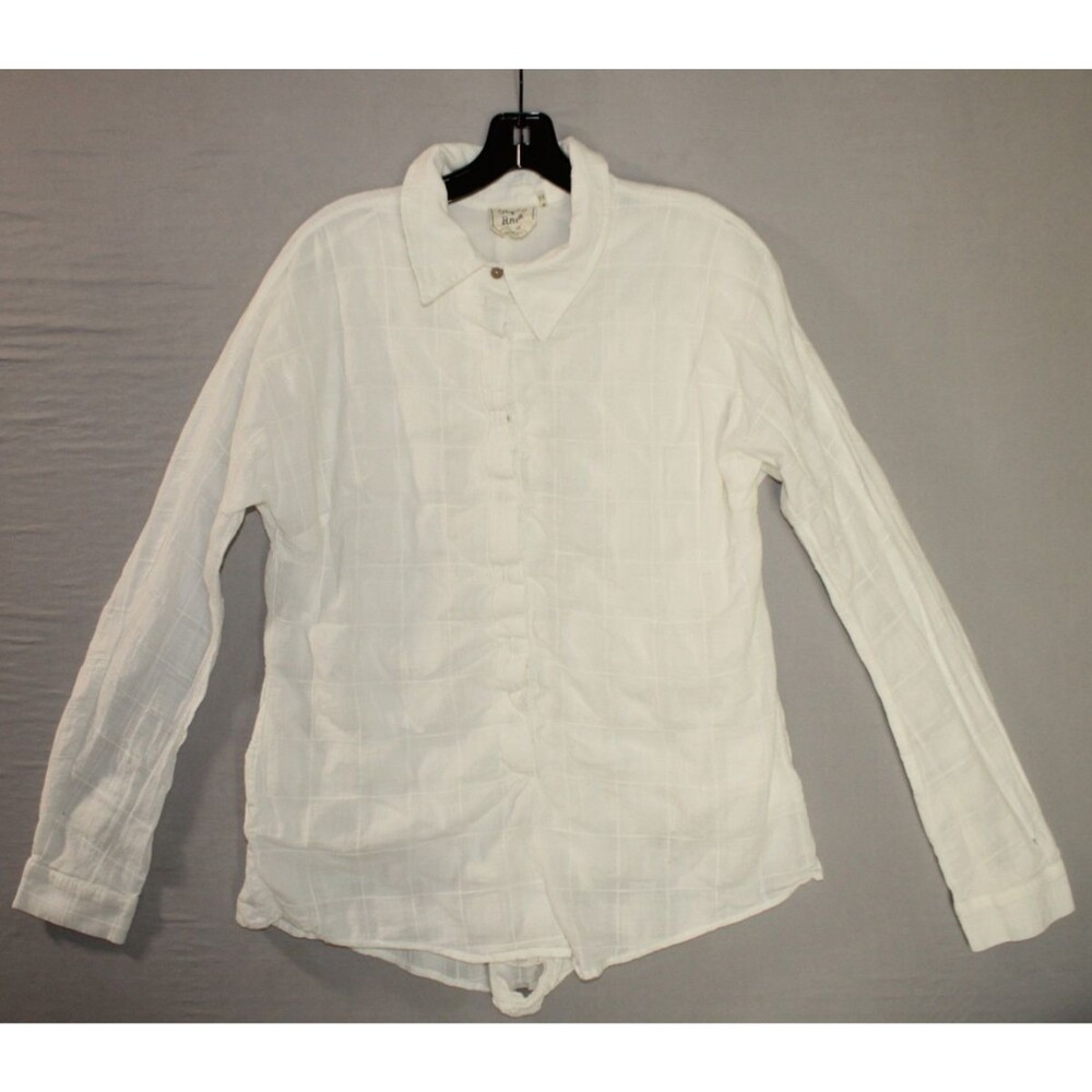Style Rack Women White Long Sleeve Button Down Shirt Medium Crotch Type